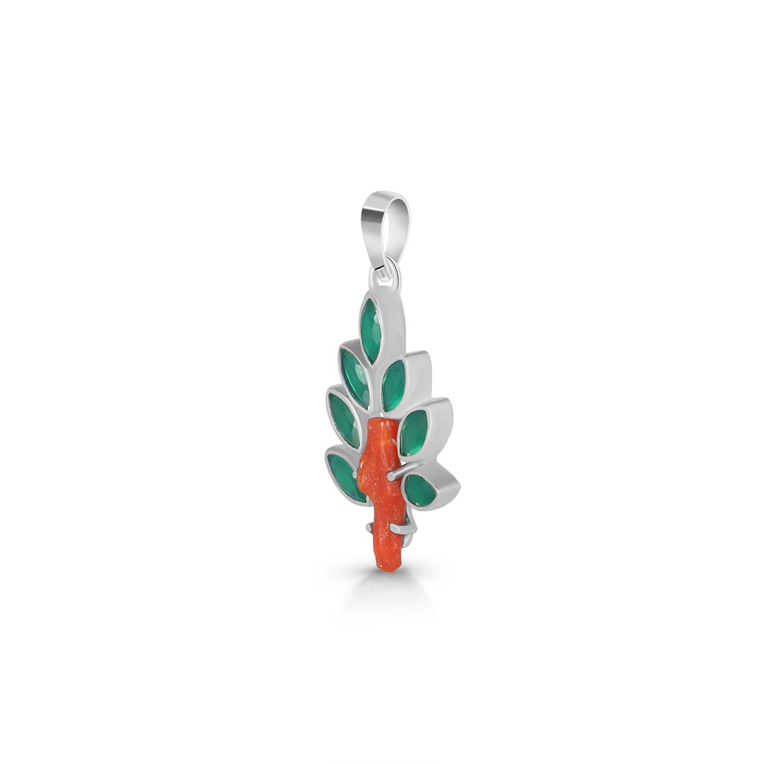 Red Coral / Green Onyx Pendant-(COR-P-76)